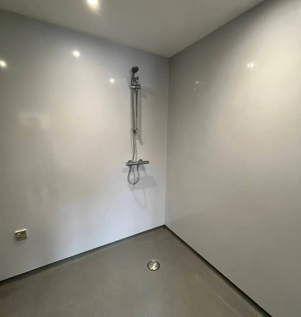 Modern wet room with overhead shower